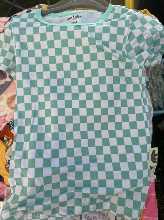 Blue Checkered Shorts Set
